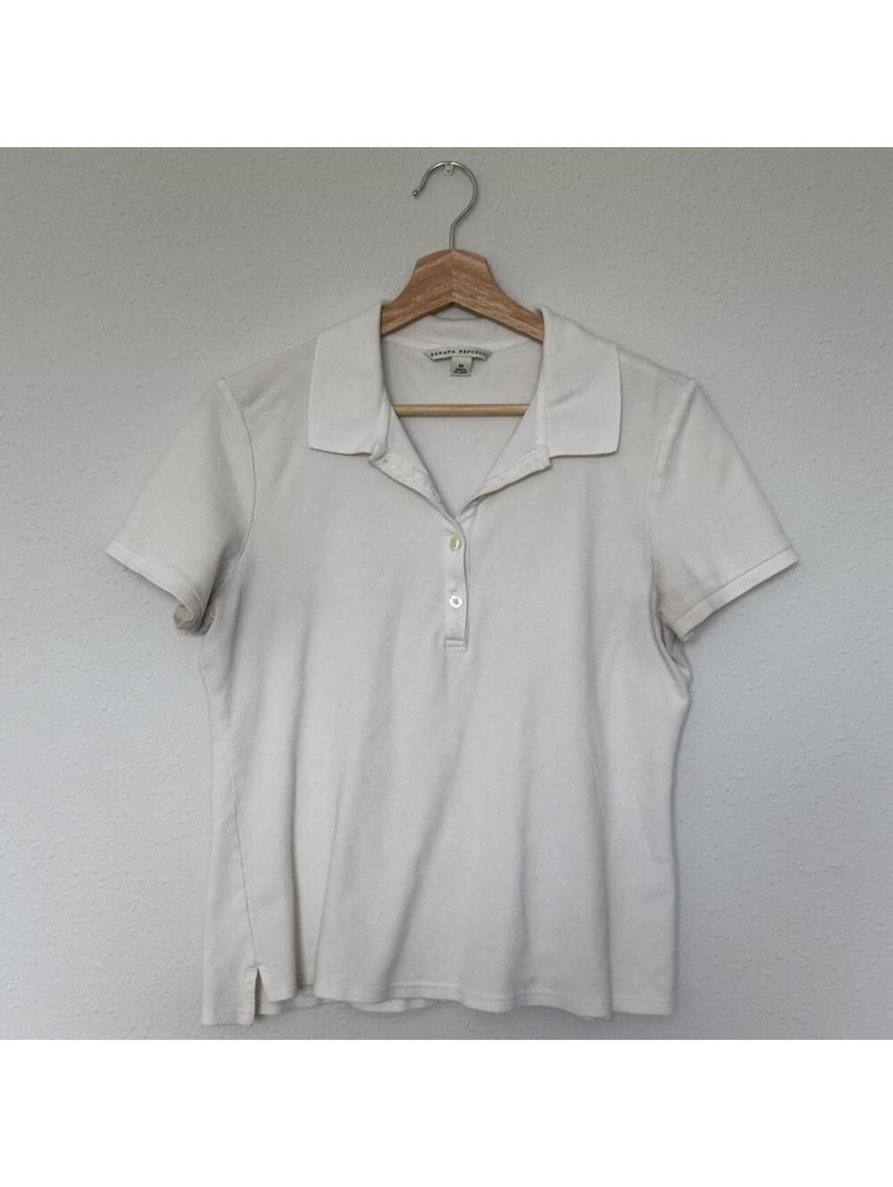 Banana Republic Women's White and Cream Polo-shirt
